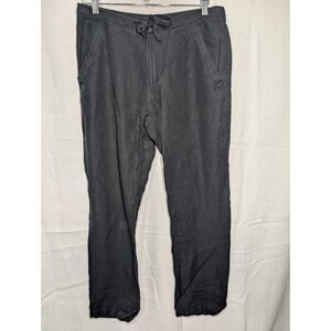 Cubavera Mens Linen Blend Core Drawstring Pants Sz Medium Jet Black Comfort
